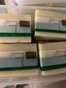 Peppermint Scrub Alegna Soap® labels